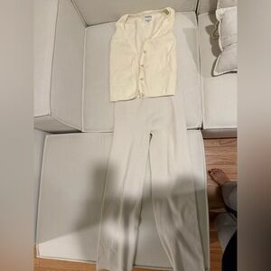 Elegant Cream Women's Vest and Pant Set